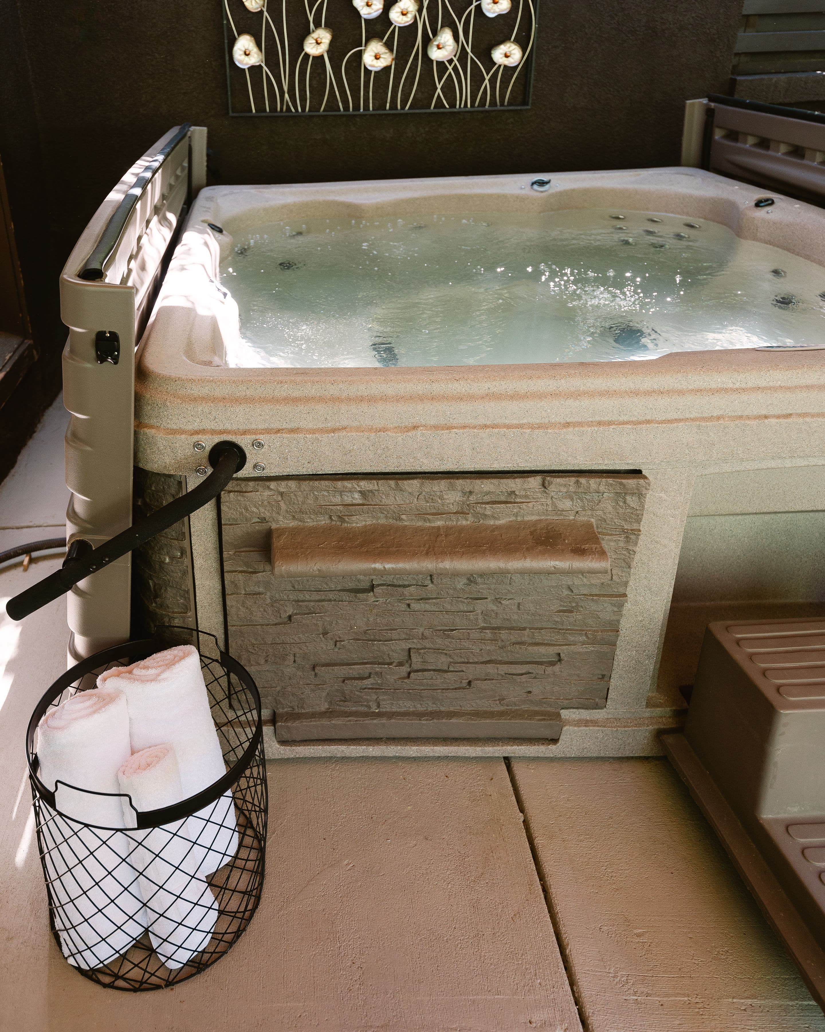 Oversized 6 person hot tub.