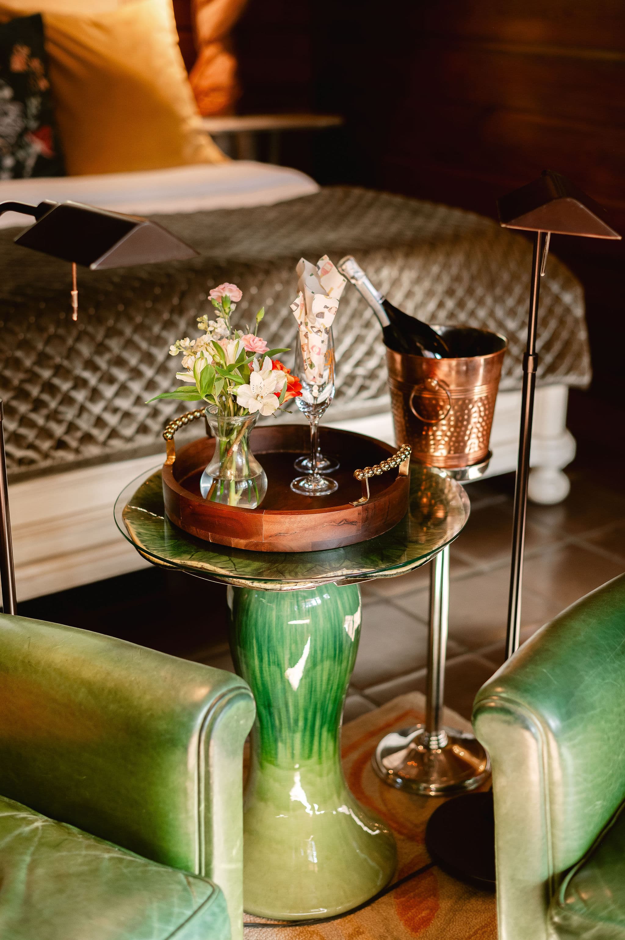 Lillypad table with fresh flowers