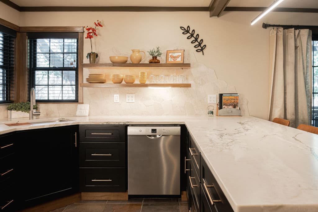 Spacious kitchen with stainless steel appliances